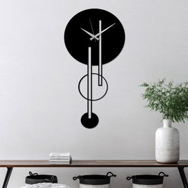 Wallity Reloj de Pared Decorativo de Metal Negro